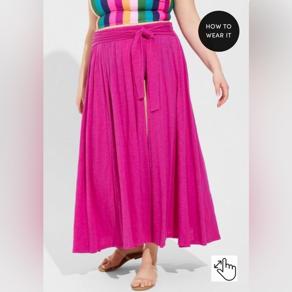 Maxi Slub Front Slit Cover-Up Skirt size 2X - Picture 4 of 4